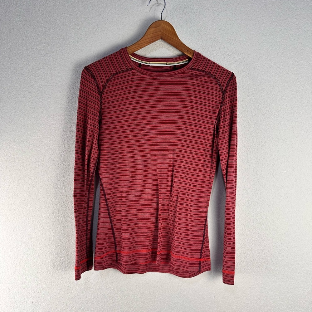 Smartwool Women's Long Sleeve Red Striped Base Layer